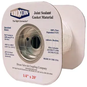 DIXON LCJS4-50 Joint Sealant Gasket, 50 Ft. Length, 1/4 Inch Size, -450 To 600 Deg. F | AM8PMR