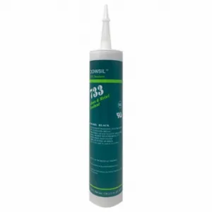 DOW CORNING 99179189 Silicone Sealant, 733, Black, 10 Oz, Cartridge, 301% To 500% Elongation Range | CP3UCF 53DC14