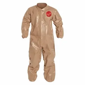 DUPONT C3125TTN2X000600 Collared Disposable Coverall, Light Duty, Taped Seam, Tan, 2XL, 6 Pack | CP3VLB 25RP44