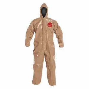 DUPONT C3127TTN4X000600 Hooded Chemical Resistant Coveralls, Tychem 5000, Light Duty, Taped Seam, Tan, 4XL | CP3WFY 4LTY7