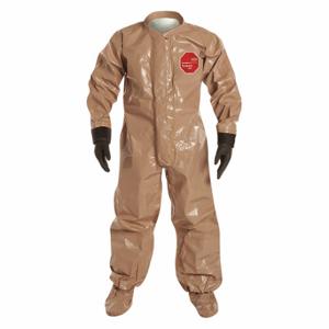 DUPONT C3184TTNLG000600 Collared Chemical Resistant Coverall, Light Duty, Taped Seam, Tan, L | CP3VUG 6LY86