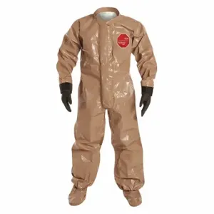 DUPONT C3184TTNSM000600 Collared Chemical Resistant Coverall, Light Duty, Taped Seam, Tan, S | CP3VUK 29ER62