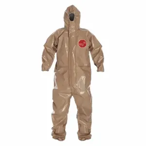 DUPONT C3198TTNXL000600 Hooded Chemical Resistant Coveralls, Tychem 5000, Light Duty, Taped Seam, Tan, XL, B | CP3WGT 29ET10