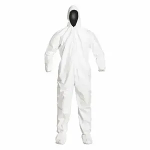 DUPONT IC105SWH2X002500 Collared Disposable Coverall, Light Duty, Serged Seam, Bulk, 2XL, 25 Pack | CP3VRL 29ET77