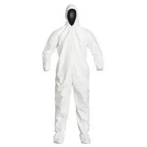 DUPONT IC105SWH3X0025CS Hooded Chemical Resistant Coveralls, Tyvek IsoClean, Light Duty, Serged Seam, 3XL | CP3WLJ 25RR05