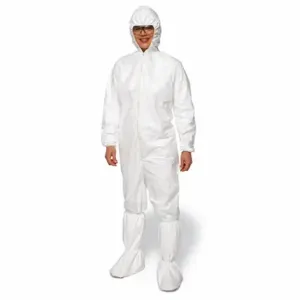 DUPONT IC180SWHMD002500 Hooded Disposable Coveralls, Tyvek IsoClean, Light Duty, Serged Seam, Bulk, M, 25 PK | CP3XAM 1MKZ4