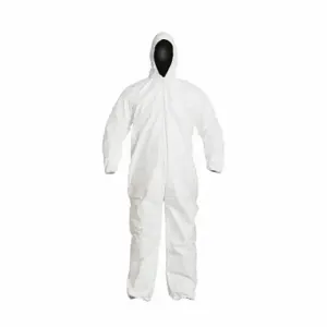 DUPONT IC180SWHLG002500 Hooded Disposable Coveralls, Tyvek IsoClean, Light Duty, Serged Seam, Bulk, L, 25 PK | CP3XAK 1MKX7