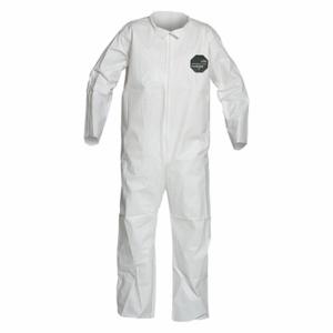 DUPONT NB120SWH6X002500 Collared Disposable Coverall, Microporous Film Laminate, Light Duty, Serged Seam, White | CP3VMG 49JU13