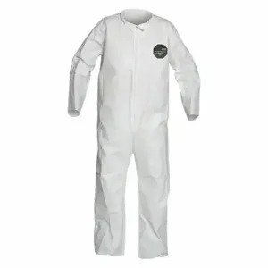 DUPONT NB120SWHXL002500 Collared Disposable Coverall, Microporous Film Laminate, Light Duty, Serged Seam, White | CP3VMB 49JU08