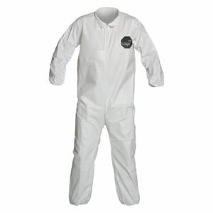 DUPONT NB125SWHSM002500 Collared Disposable Coverall, Microporous Film Laminate, Light Duty, Serged Seam, White | CP3VMF 49JU23
