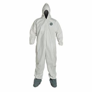 DUPONT NG122SWHXL002500 Hooded Disposable Coveralls, Microporous Film Laminate, Heavy Duty, Serged Seam, White, XL | CP3WWB 6LY59