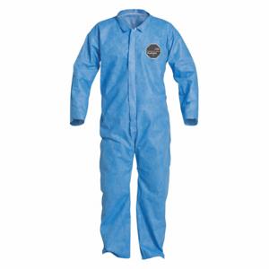 DUPONT PB120SBU2X002500 Collared Disposable Coverall, SMS, Light Duty, Serged Seam, Blue, Dupont ProShield 10 | CP3VNX 40L002