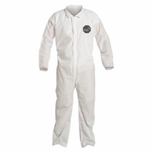 DUPONT PB120SWH5X002500 Collared Disposable Coverall, SMS, Light Duty, Serged Seam, White, Dupont ProShield 10 | CP3VPE 40L012