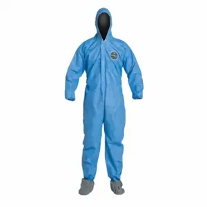 DUPONT PB122SBU2X002500 Hooded Disposable Coveralls, SMS, Light Duty, Serged Seam, Blue, Dupont ProShield 10, 2XL | CP3WWX 40L016