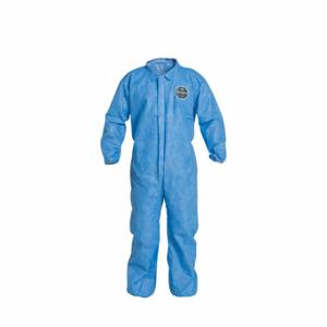 DUPONT PB125SBU4X002500 Collared Disposable Coverall, SMS, Light Duty, Serged Seam, Blue, Dupont ProShield 10 | CP3VNV 40L032