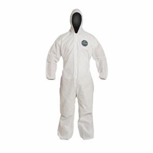 DUPONT PB127SWH5X002500 Hooded Disposable Coveralls, SMS, Light Duty, Serged Seam, White, Dupont ProShield 10 | CP3WXH 40L054