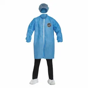 DUPONT PB219SBU2X003000 Disposable Lab Coat, Knit Collar, Knit Cuff, Sms, Blue, 2Xl, Dupont Proshield 10, 30 PK | CP3VFC 485D57