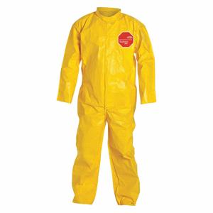 DUPONT QC120BYLMD001200 Collared Chemical Resistant Coverall, Light Duty, Bound Seam, Yellow, M | CP3VTQ 4LTZ5