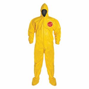 DUPONT QC122BYLXL0012BN Hooded Chemical Resistant Coveralls, Tychem 2000, Bound Seam, Yellow, XL, 12 PK | CP3WCE 38E340