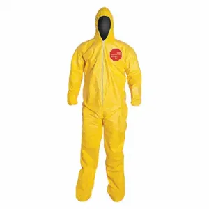 DUPONT QC122SYL6X001200 Hooded Chemical Resistant Coveralls, Tychem 2000, Light Duty, Serged Seam, Yellow, B | CP3WQJ 29EV70