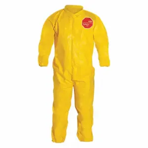 DUPONT QC125BYLXL001200 Collared Chemical Resistant Coverall, Light Duty, Bound Seam, Yellow, B | CP3VTL 4LUC1