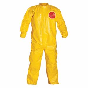 DUPONT QC125TYL2X000400 Collared Chemical Resistant Coverall, Light Duty, Taped Seam, Yellow, B | CP3VUZ 29EV92