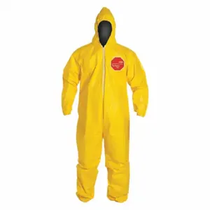 DUPONT QC127SYLMD0012NF Hooded Chemical Resistant Coveralls, Tychem 2000, Serged Seam, Yellow, M, 12 PK | CP3WEB 29EW12