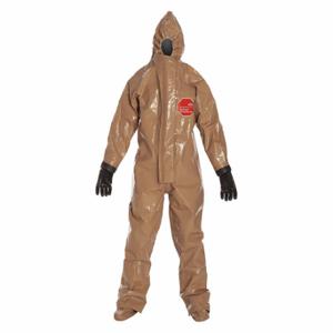 DUPONT RC128TTNXL000100 Hooded Chemical Resistant Coveralls, Tychem Responder CSM, Light Duty, Taped Seam, Tan | CP3WKH 29EW46