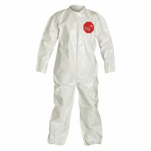 DUPONT SL120BWH5X001200 Hooded Chemical Resistant Coveralls, Tychem 4000, Light Duty, Bound Seam, White, 5XL | CP3WEM 29EW59