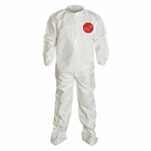 DUPONT SL121BWHLG001200 Collared Chemical Resistant Coverall, Light Duty, Bound Seam, White, L | CP3VTC 29EW73