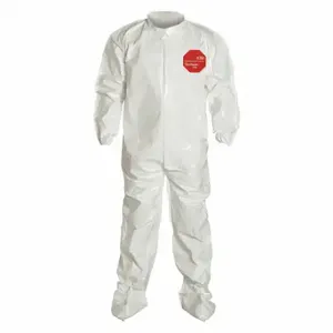 DUPONT SL121BWH5X001200 Collared Chemical Resistant Coverall, Light Duty, Bound Seam, White, B | CP3VRZ 29EW71