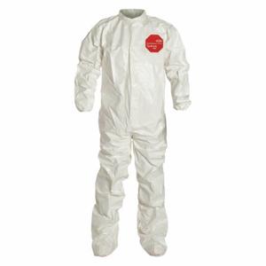 DUPONT SL121TWH2X000400 Collared Chemical Resistant Coverall, Light Duty, Taped Seam, White, 2XL | CP3VUM 29EW77