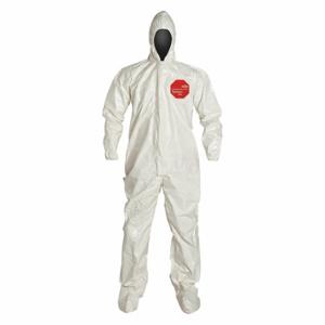 DUPONT SL122TWHXL0006BN Hooded Chemical Resistant Coveralls, Tychem 4000, Taped Seam, White, XL, 6 PK | CP3WFM 38E355
