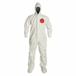 DUPONT SL122TWH6X000600 Hooded Chemical Resistant Coveralls, Tychem 4000, Light Duty, Taped Seam, White, 6XL | CP3WFD 29EW86