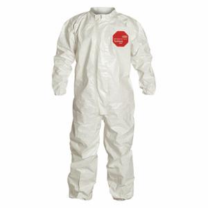 DUPONT SL125TWHMD000600 Collared Chemical Resistant Coverall, Light Duty, Taped Seam, White, M, 6 Pack | CP3VUV 29EW96