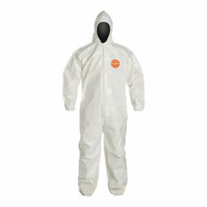 DUPONT SL127BWH2X001200 Hooded Chemical Resistant Coveralls, Tychem 4000, Light Duty, Bound Seam, White, 2XL | CP3WEJ 4LUH2