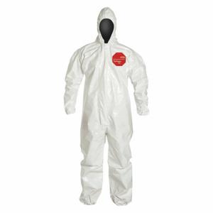 DUPONT SL127TWHXL000600 Hooded Chemical Resistant Coveralls, Tychem 4000, Light Duty, Taped Seam, White, XL, 6 PK | CP3WFH 4LUH7