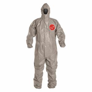 DUPONT TF145TGY4X000600 Hooded Chemical Resistant Coveralls, Tychem 6000, Light Duty, Taped Seam, Gray, 4XL, B | CP3WQK 29EX10