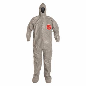 DUPONT TF169TGY4X000600 Hooded Chemical Resistant Coveralls, Tychem 6000, Light Duty, Taped Seam, Gray, 4XL, B | CP3WHL 29EX15