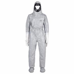 DUPONT TF611TGY5X000111 Hooded Chemical Resistant Coveralls, Tychem 6000, Light Duty, Taped Seam, Gray, 5XL | CP3WHN 55GX58