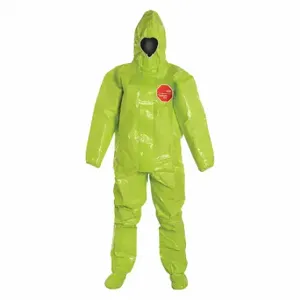 DUPONT TK128TLY3X000200 Hooded Chemical Resistant Coveralls, Tychem 10000, Heavy Duty, Taped Seam, Yellow, 3XL | CP3WBR 29EX26