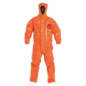 DUPONT TP198TORLG000200 Hooded Chemical Resistant Coveralls, Tychem 6000, Light Duty, Taped Seam, Orange, L, B | CP3WJK 4LUJ9