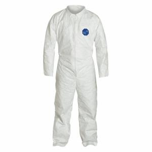 DUPONT TY120SWHLG0025VP Collared Disposable Coverall, Serged Seam, White, Dupont, L, Open Cuff | CP3VNL 30F364
