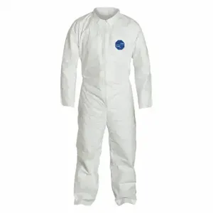 DUPONT TY120SWH3X0025NF Collared Disposable Coverall, Serged Seam, White, Dupont, 3XL, Open Cuff | CP3VMU 25RP67