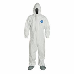 DUPONT TY122SWH2X002500 Hooded Disposable Coveralls, Tyvek 400, Light Duty, Serged Seam, White, Dupont Tyvek 400 | CP3WYL 5AK79