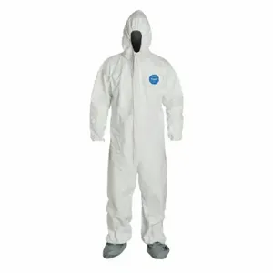 DUPONT TY122SWHMD0006G1 Hooded Disposable Coveralls, Tyvek 400, Light Duty, Serged Seam, White, Dupont Tyvek 400 | CP3WZH 5HH44