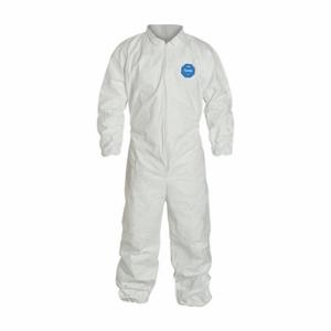 DUPONT TY125SWHMD002500 Collared Disposable Coverall, Light Duty, Serged Seam, White, Dupont Tyvek 400 | CP3VKU 5HH35