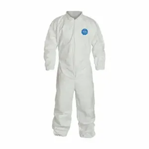 DUPONT TY125SWH6X002500 Collared Disposable Coverall, Light Duty, Serged Seam, White, Dupont Tyvek 400 | CP3VKP 25RP87