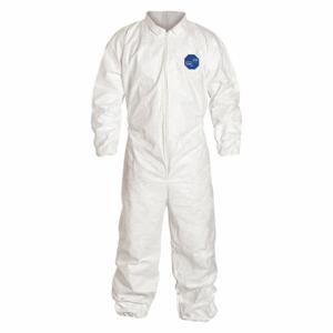 DUPONT TY125SWHMD0025NF Collared Disposable Coverall, Serged Seam, White, Dupont, M, Elastic Cuff | CP3VQZ 29EY51