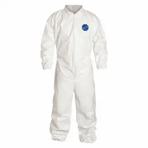 DUPONT TY125SWH4X0025NF Collared Disposable Coverall, Serged Seam, White, Dupont, 4XL, Elastic Cuff | CP3VMW 29EY46